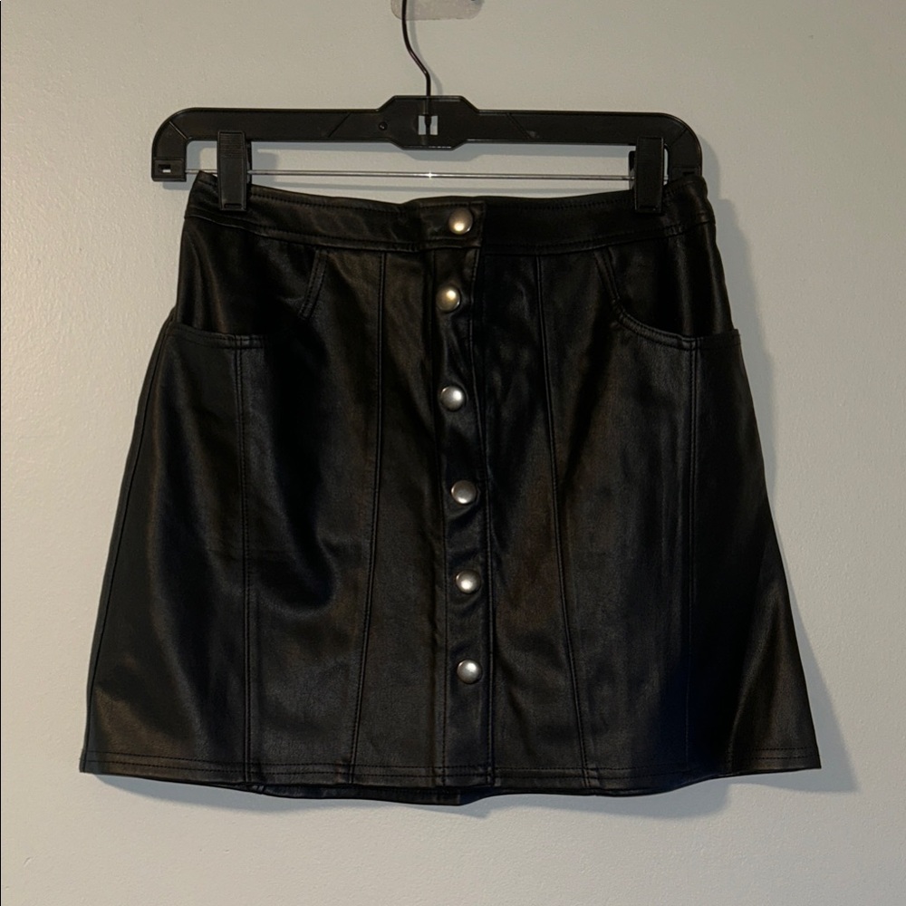 Express Black Leather Mini Skirt